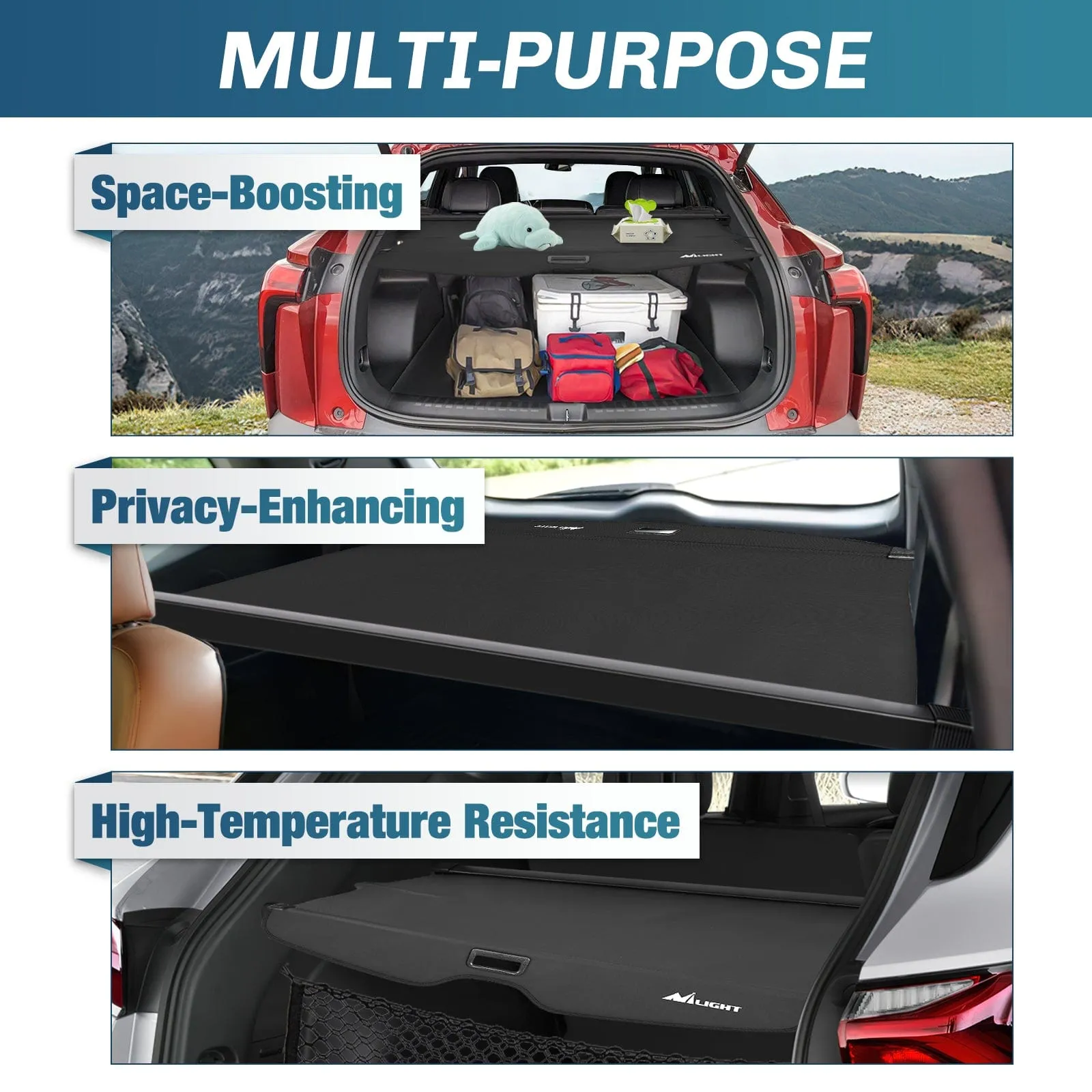 2019-2025 Chevrolet Blazer Retractable Trunk Cargo Cover With Trunk Storage Net