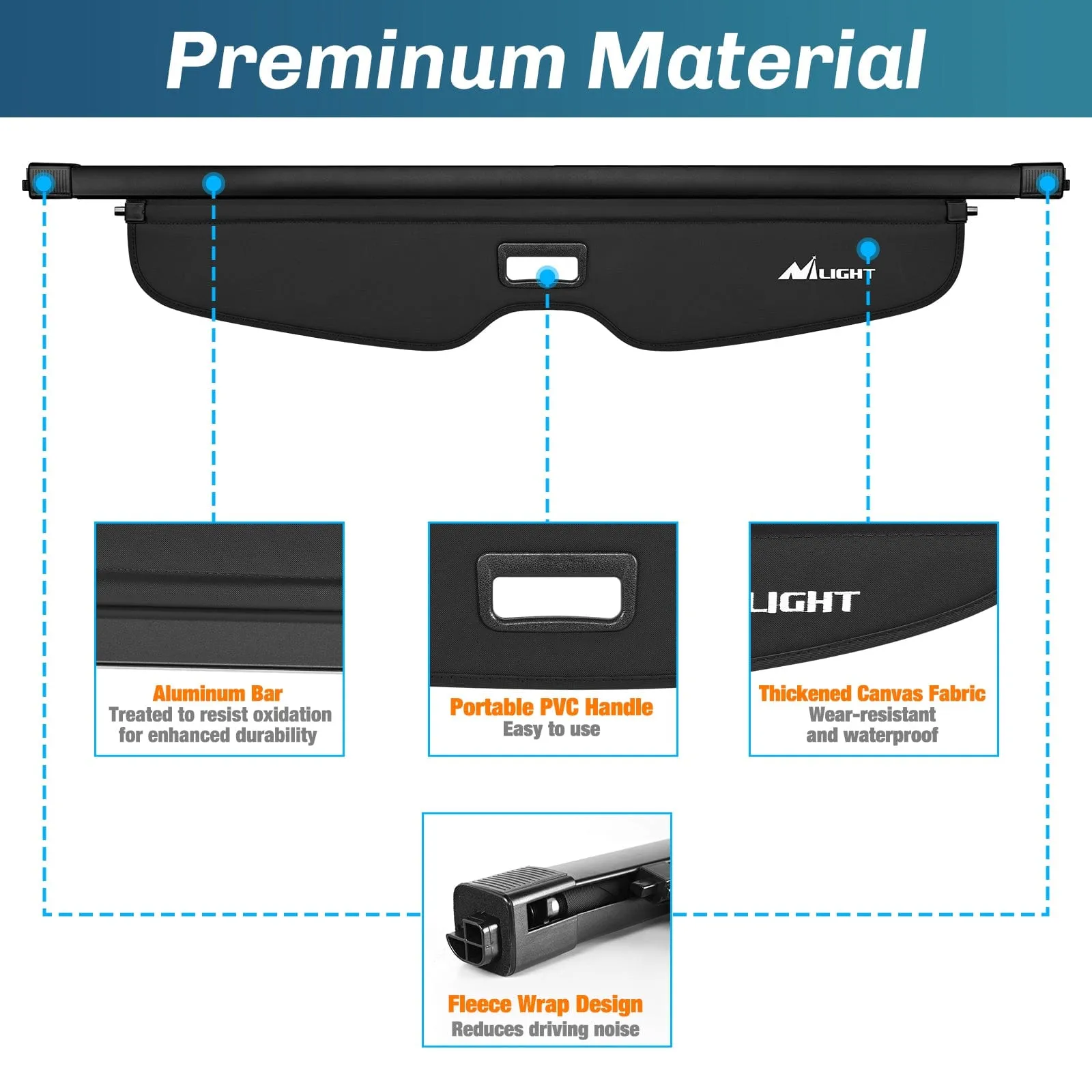 2019-2025 Chevrolet Blazer Retractable Trunk Cargo Cover With Trunk Storage Net