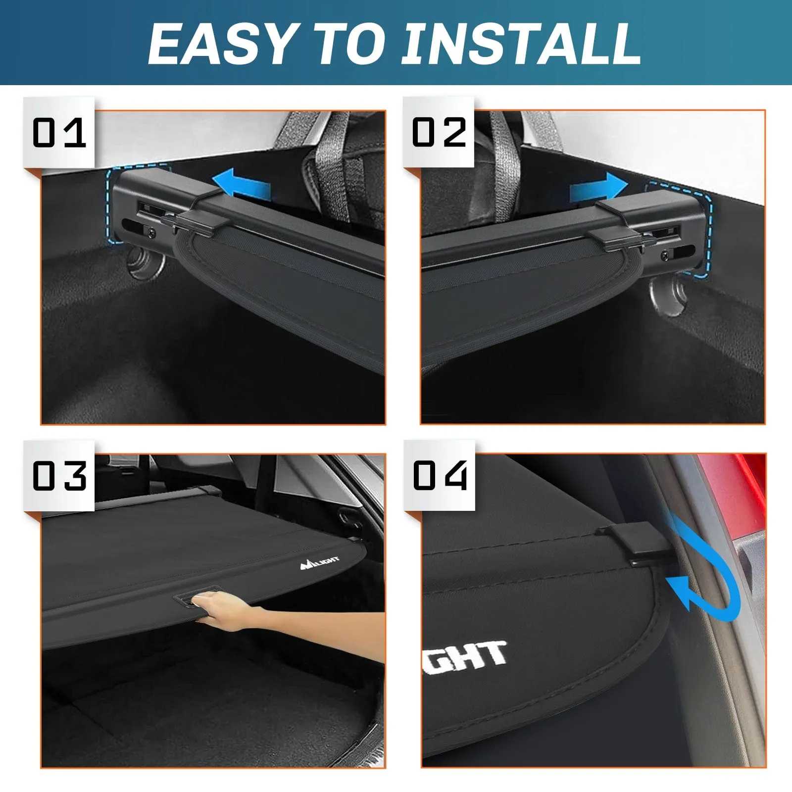 2019-2025 Toyota RAV4 Accessories Retractable Trunk Cargo Cover with Trunk Storage Net