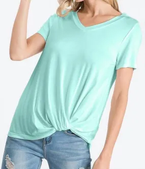 7Th Ray - Solid V Neck Knotted Top