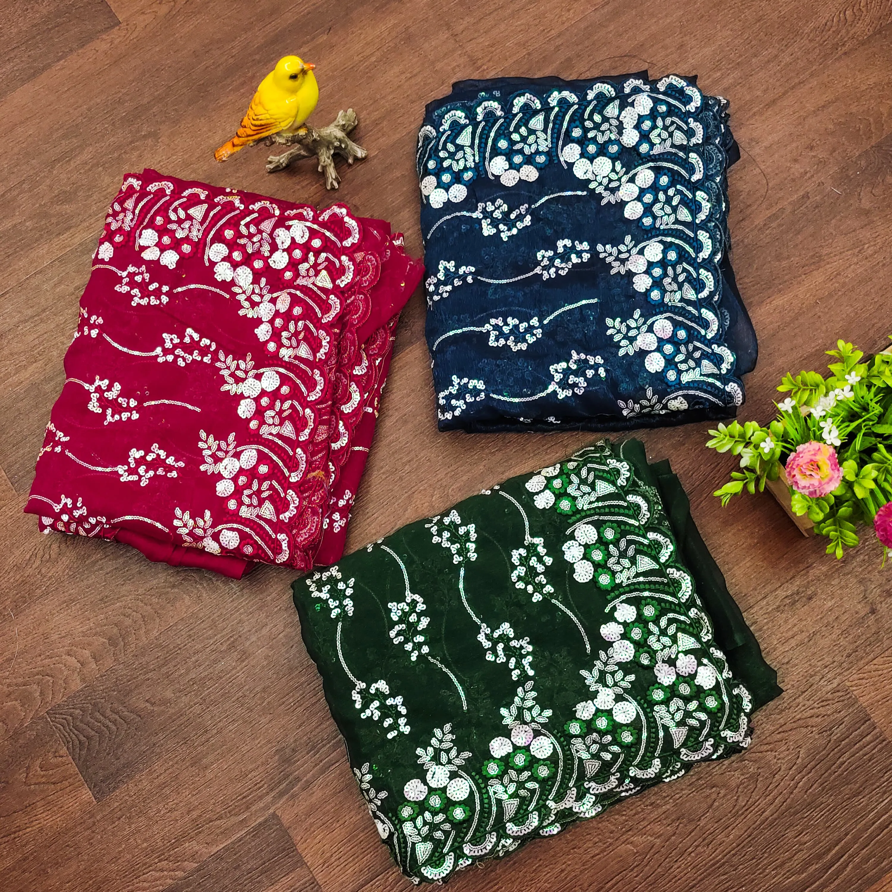 Beautiful Designer Simmar Bluminge Milky Tree Saree