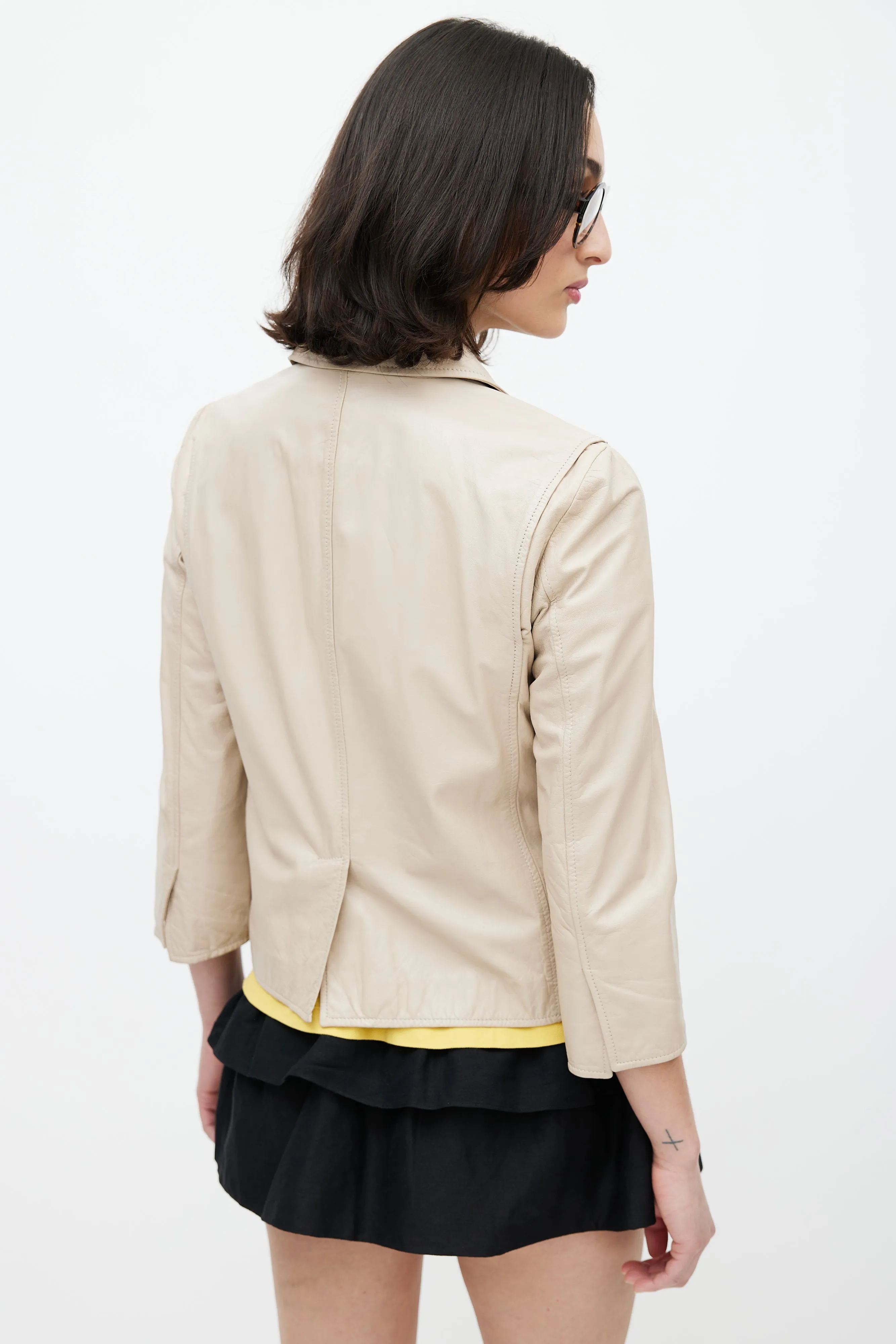 Beige Leather Blazer