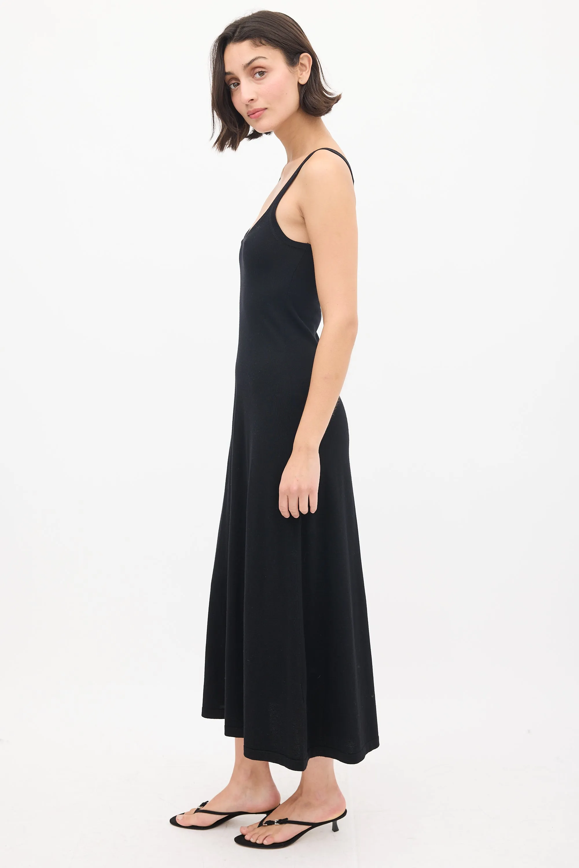 Black Cashmere & Silk Midi Tank Dress