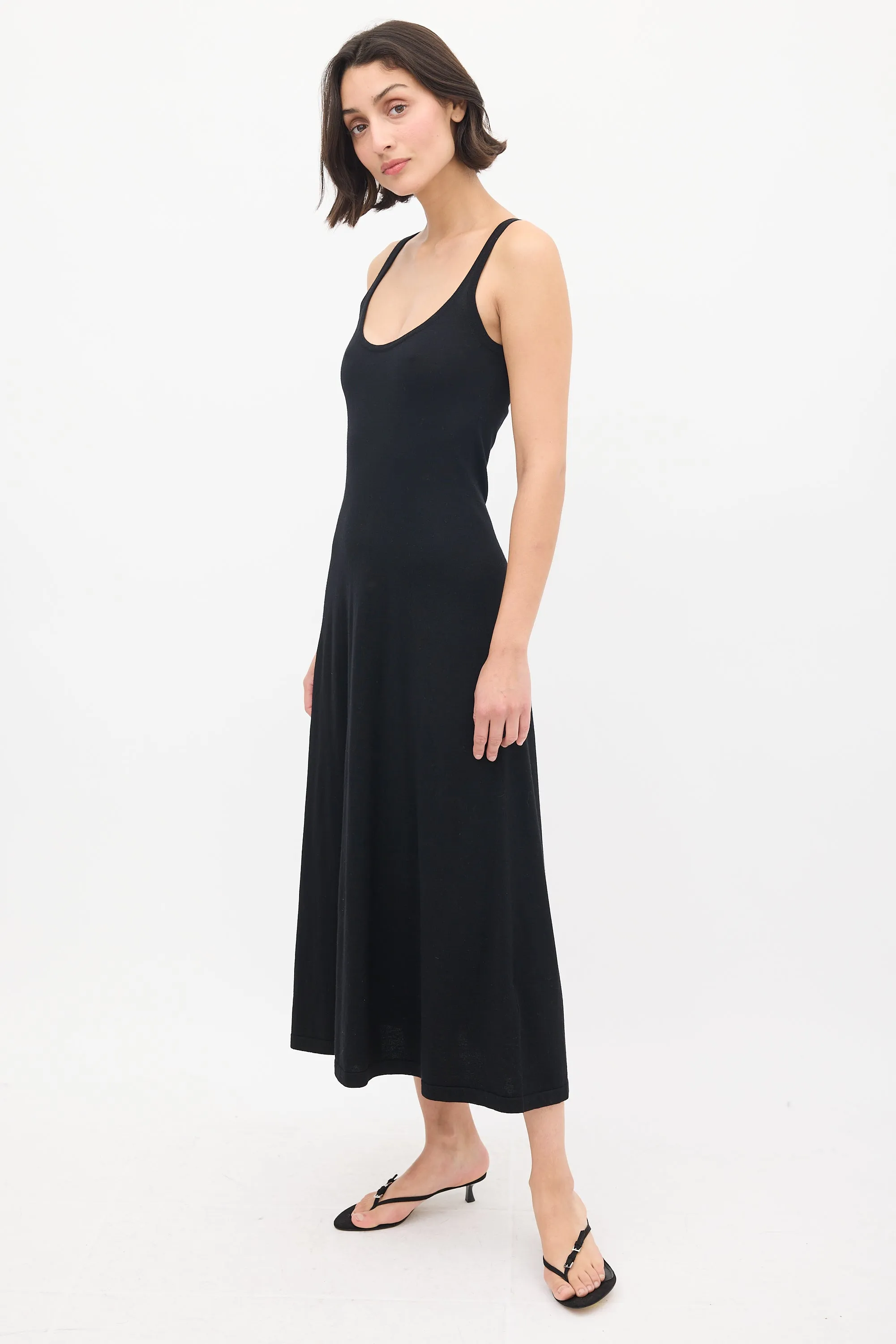 Black Cashmere & Silk Midi Tank Dress