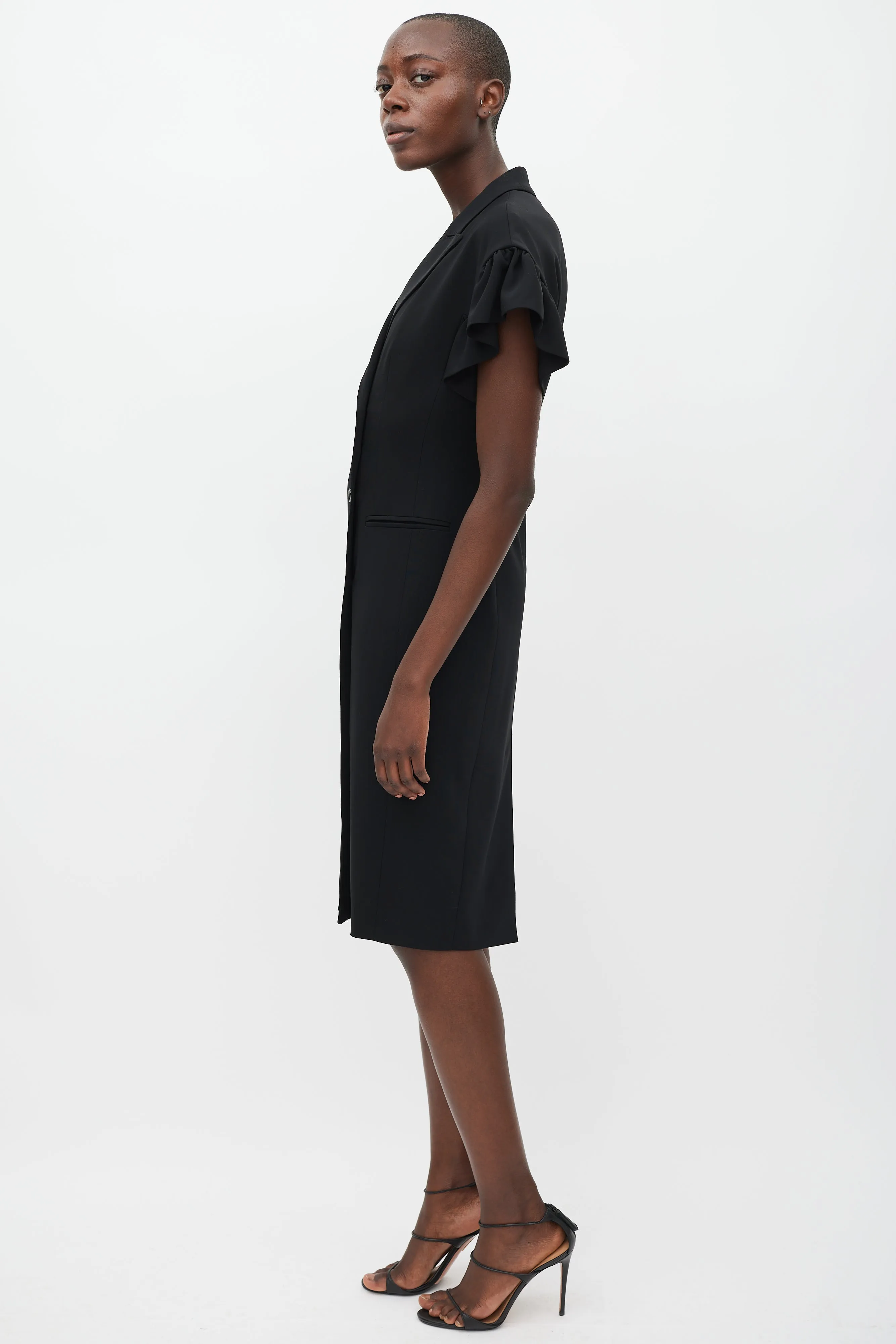 Black Ruffled Sleeve Dress