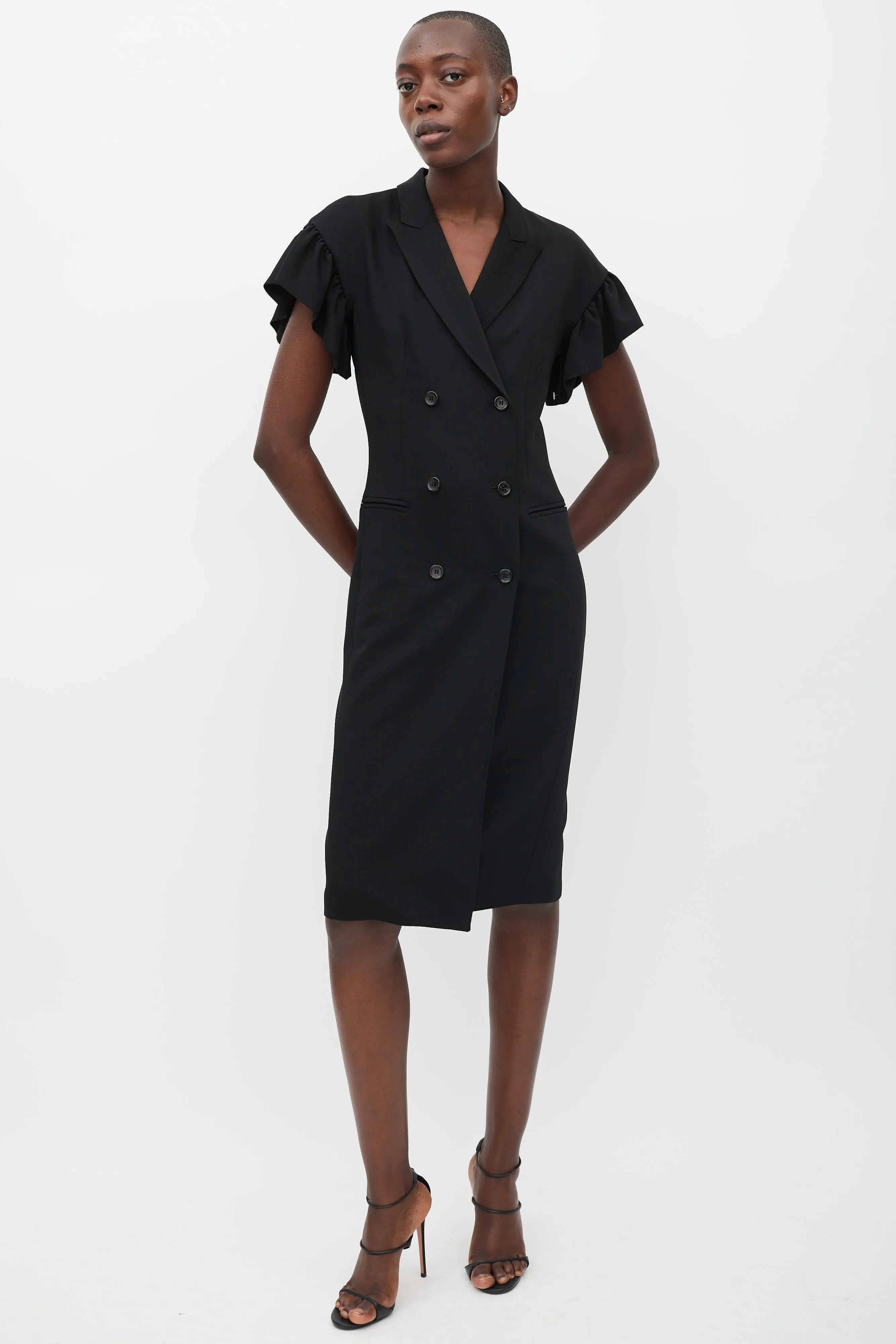 Black Ruffled Sleeve Dress
