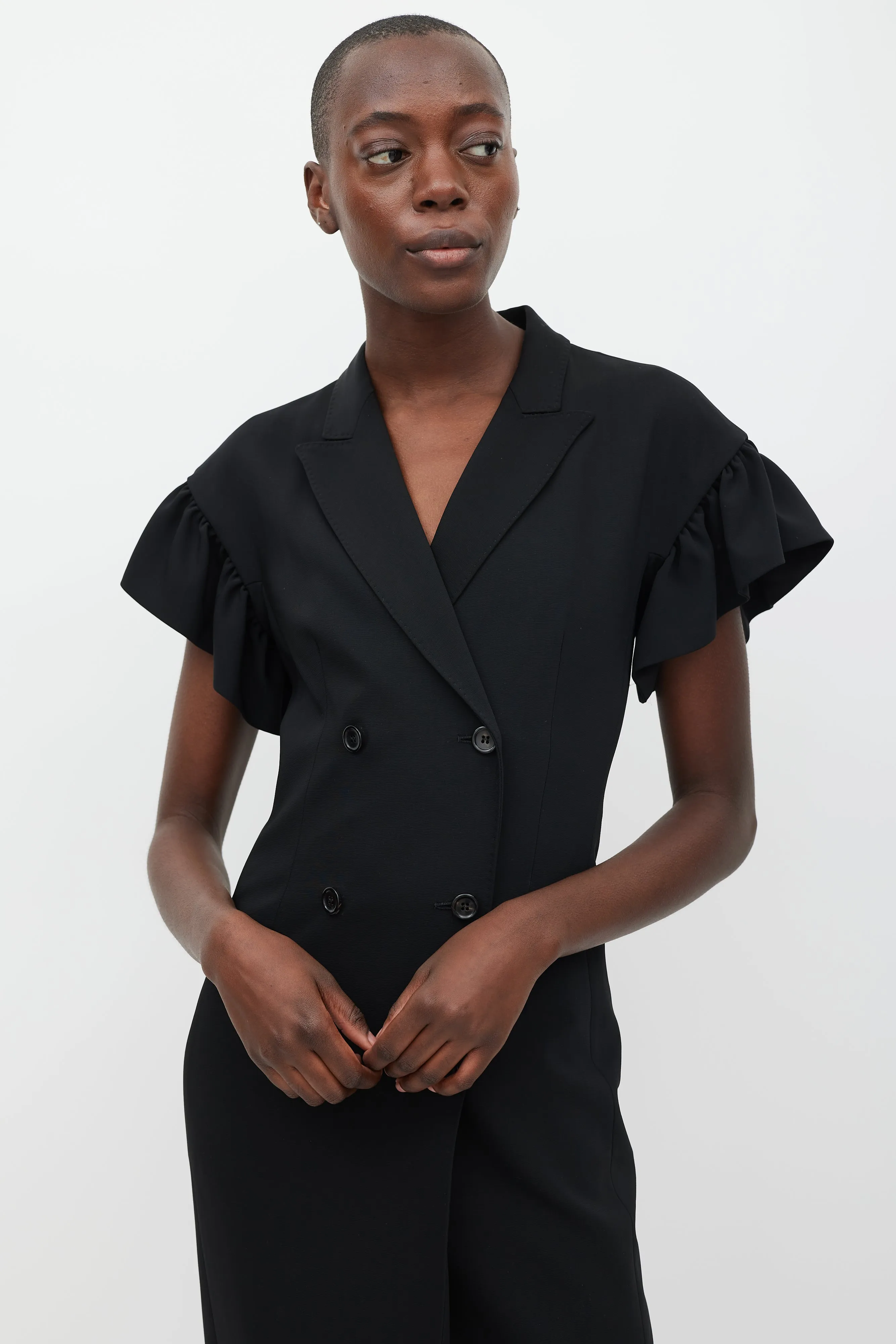 Black Ruffled Sleeve Dress