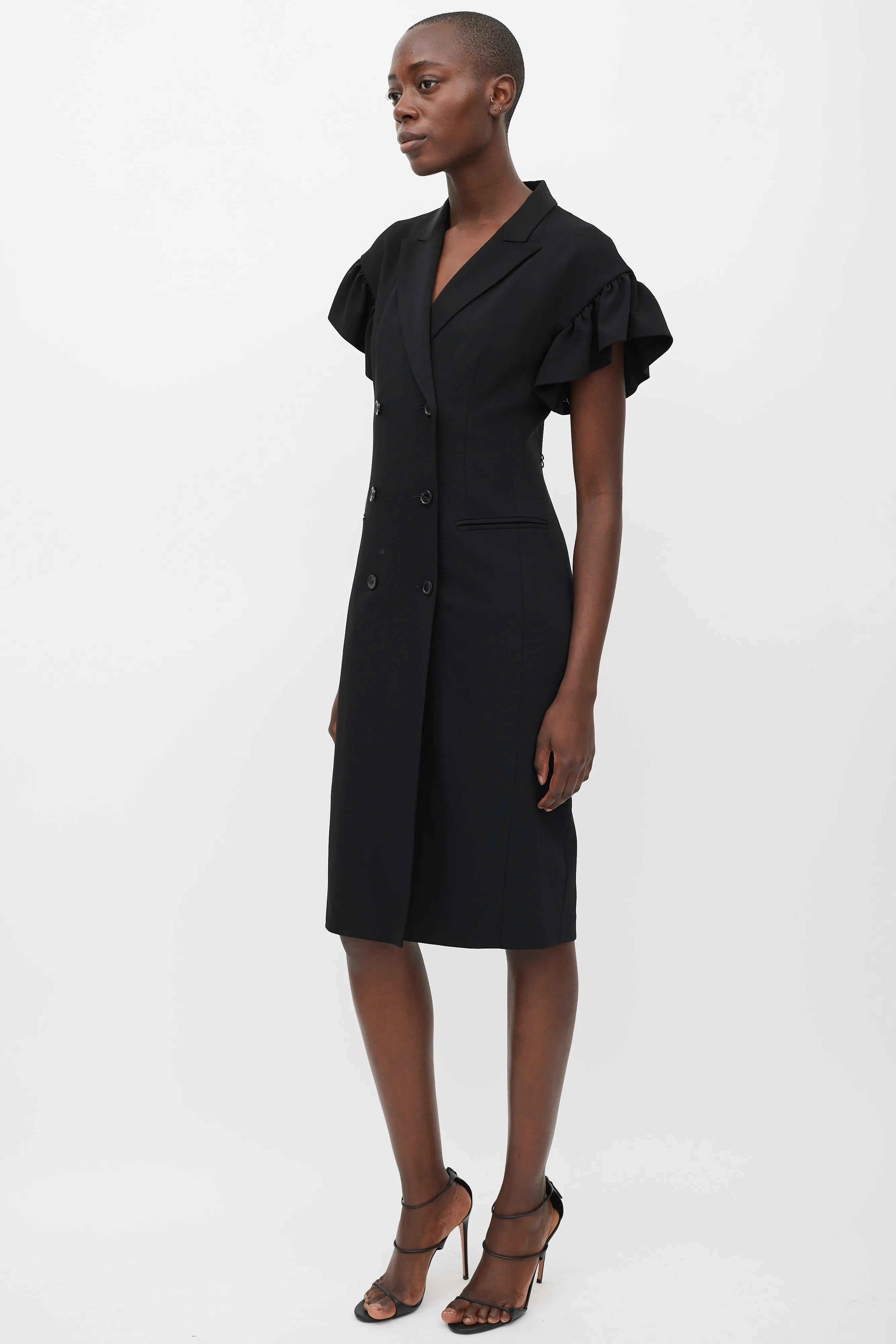 Black Ruffled Sleeve Dress