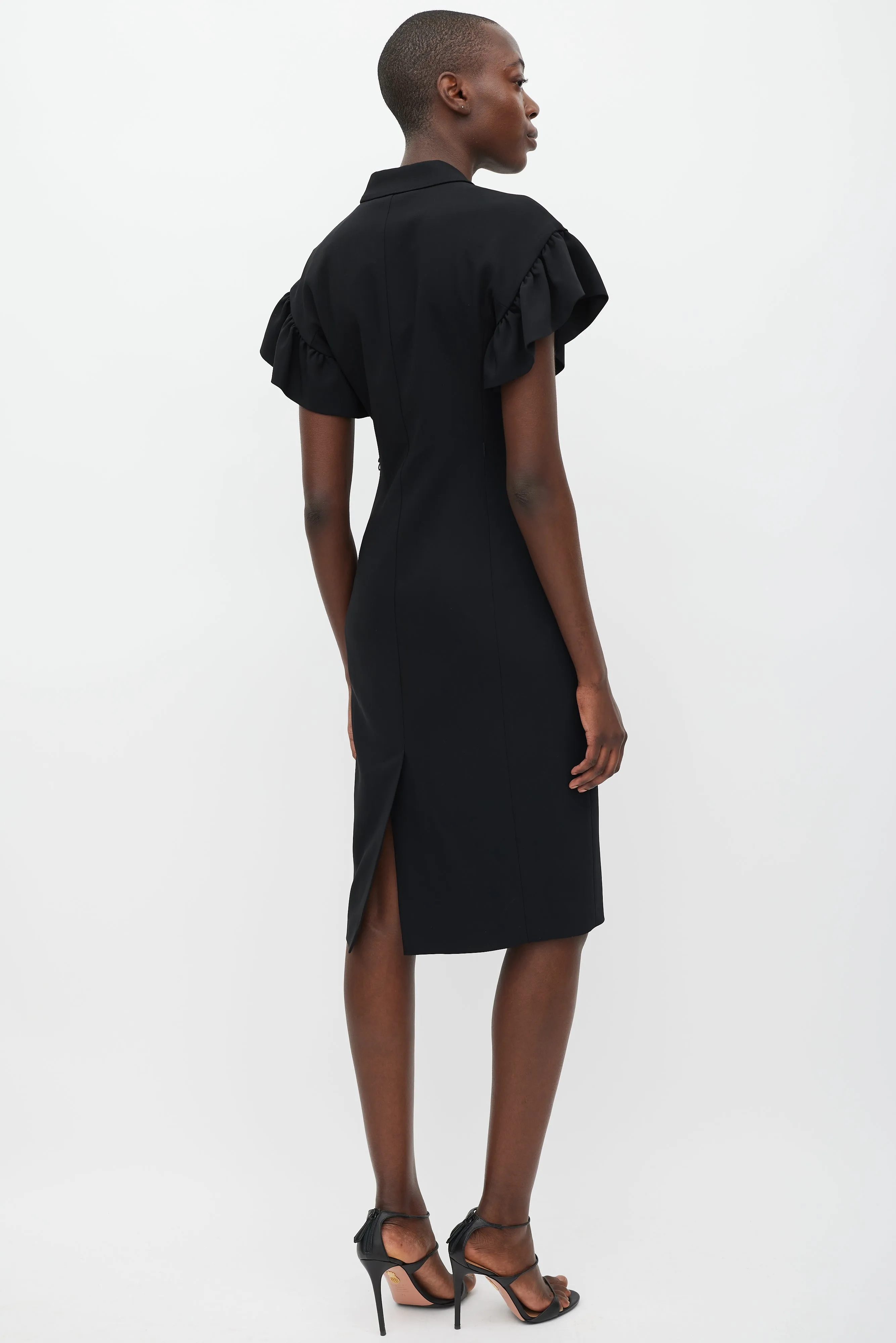 Black Ruffled Sleeve Dress