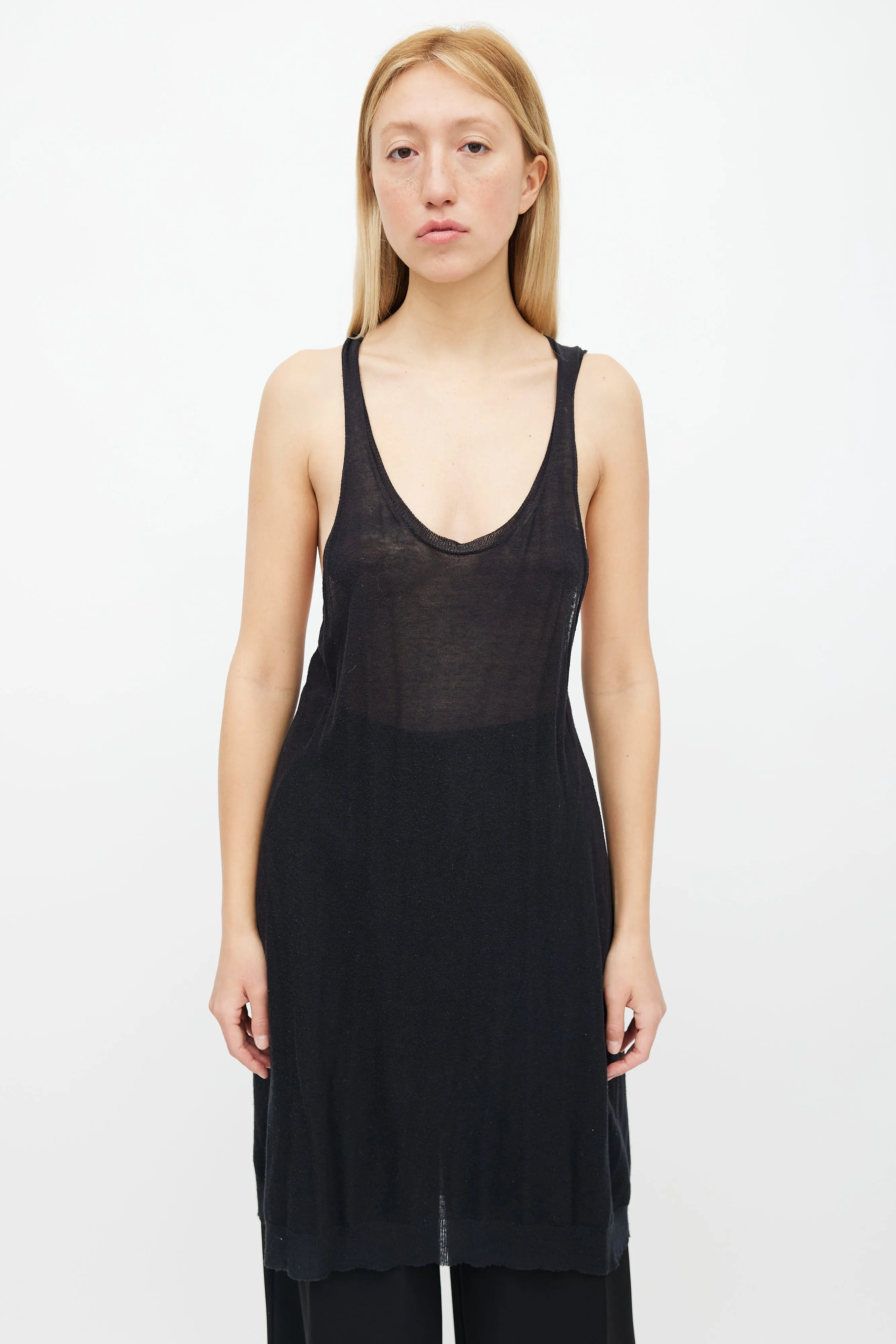 Black Sheer Tank Midi Dress
