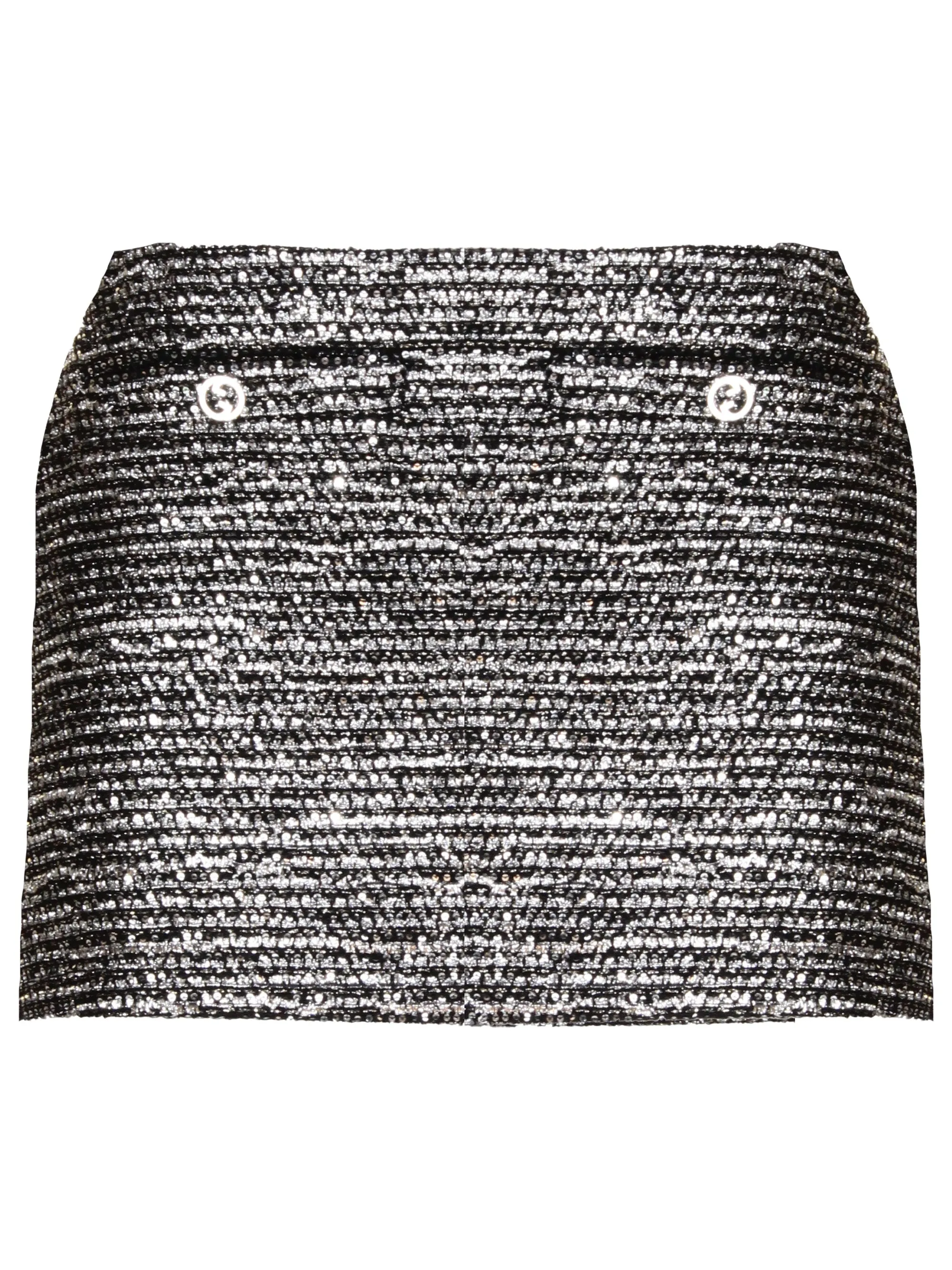 Black Tweed Sequin Embellished Skirt