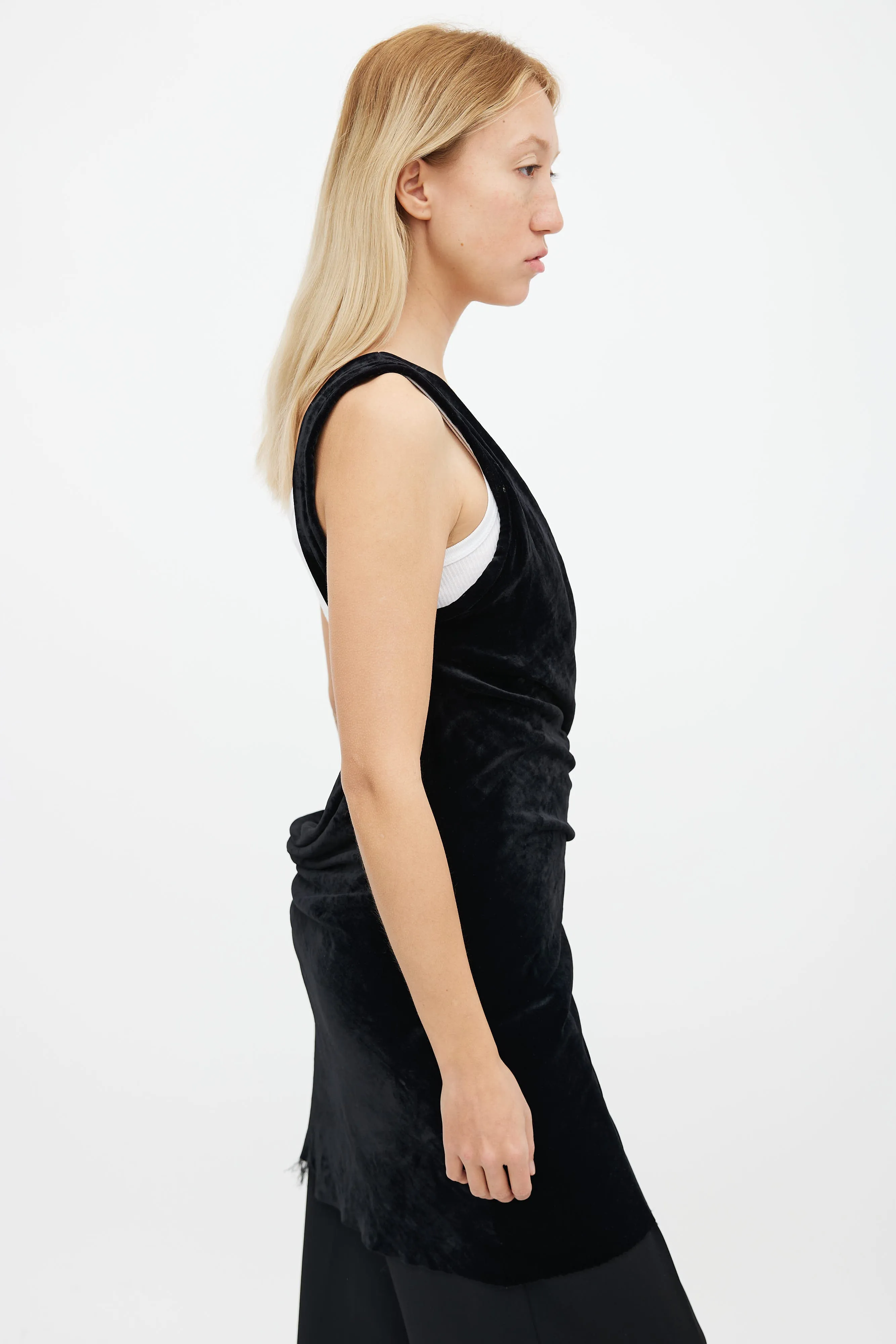 Black Velvet One Shoulder Dress