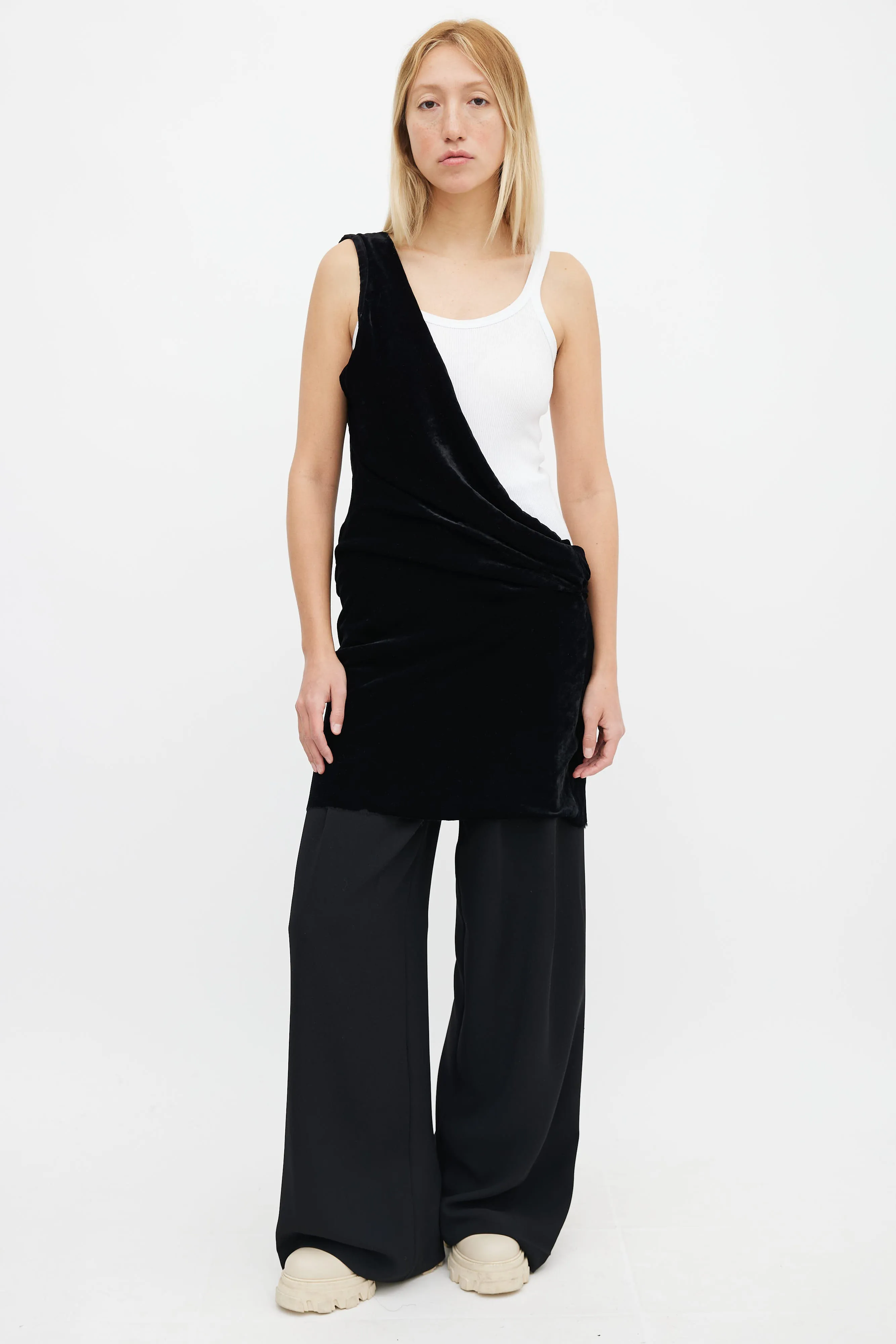Black Velvet One Shoulder Dress
