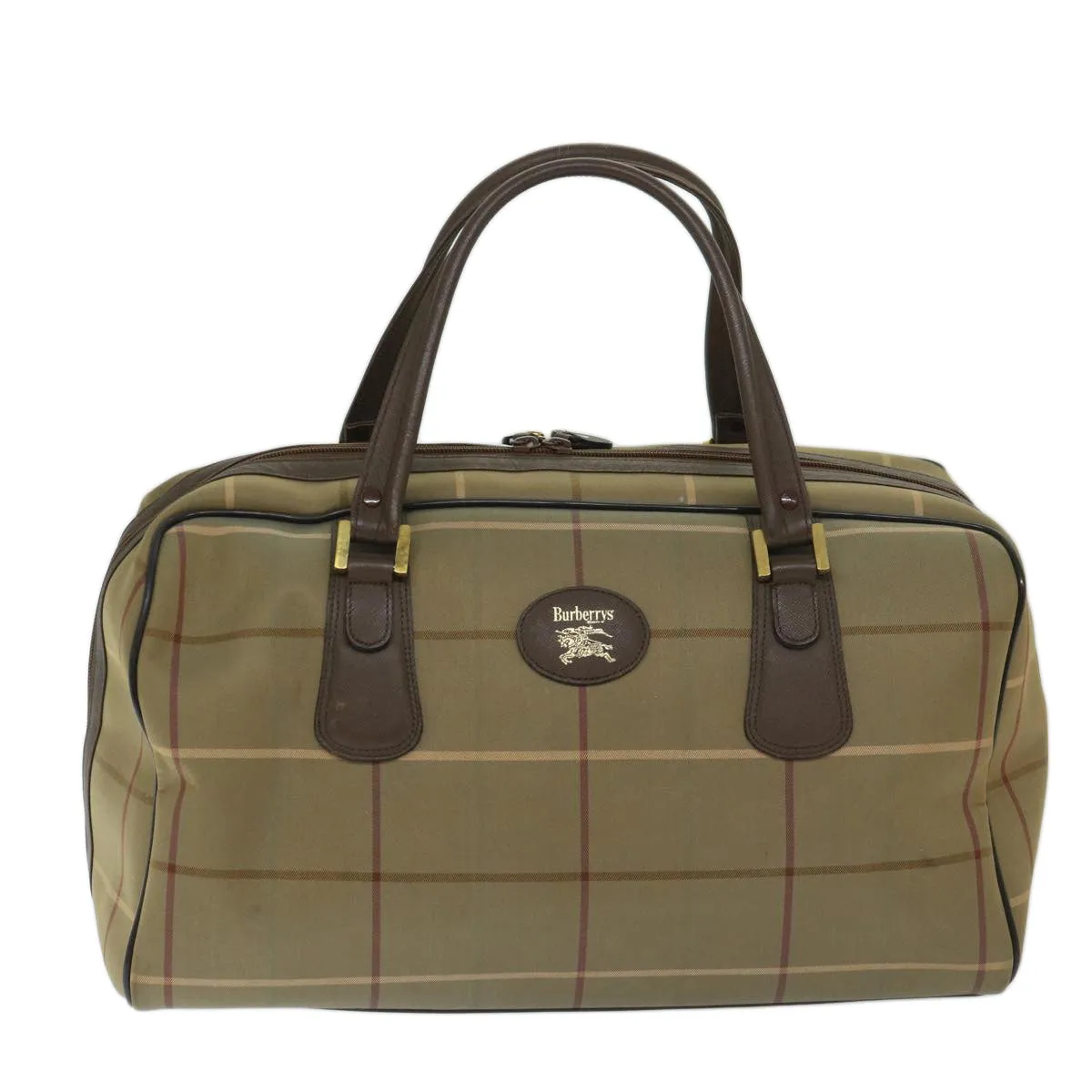 Burberry Nova Check Khaki Canvas Travel Bag (Pre-Owned)