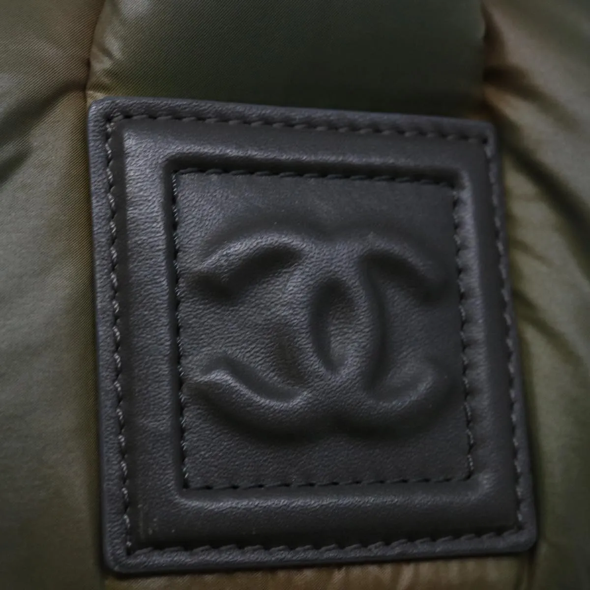 CHANEL Cococoon Hand Bag Nylon Khaki CC Auth 69623