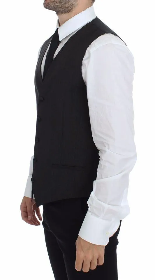 Dolce & Gabbana Gray Wool Stretch Vest Blazer