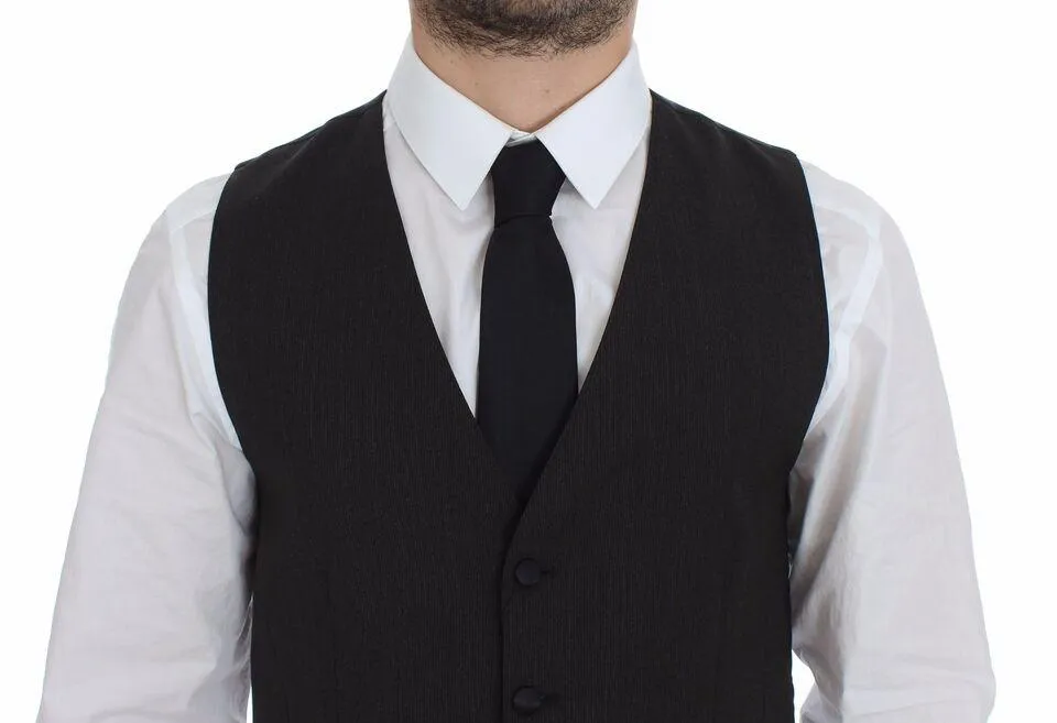 Dolce & Gabbana Gray Wool Stretch Vest Blazer