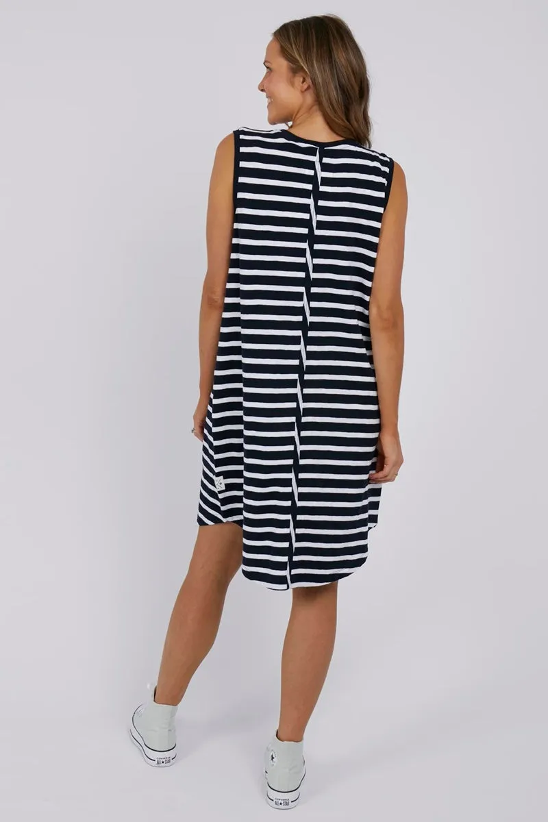 Elm - Scoop Tank Dress - Navy Stripe