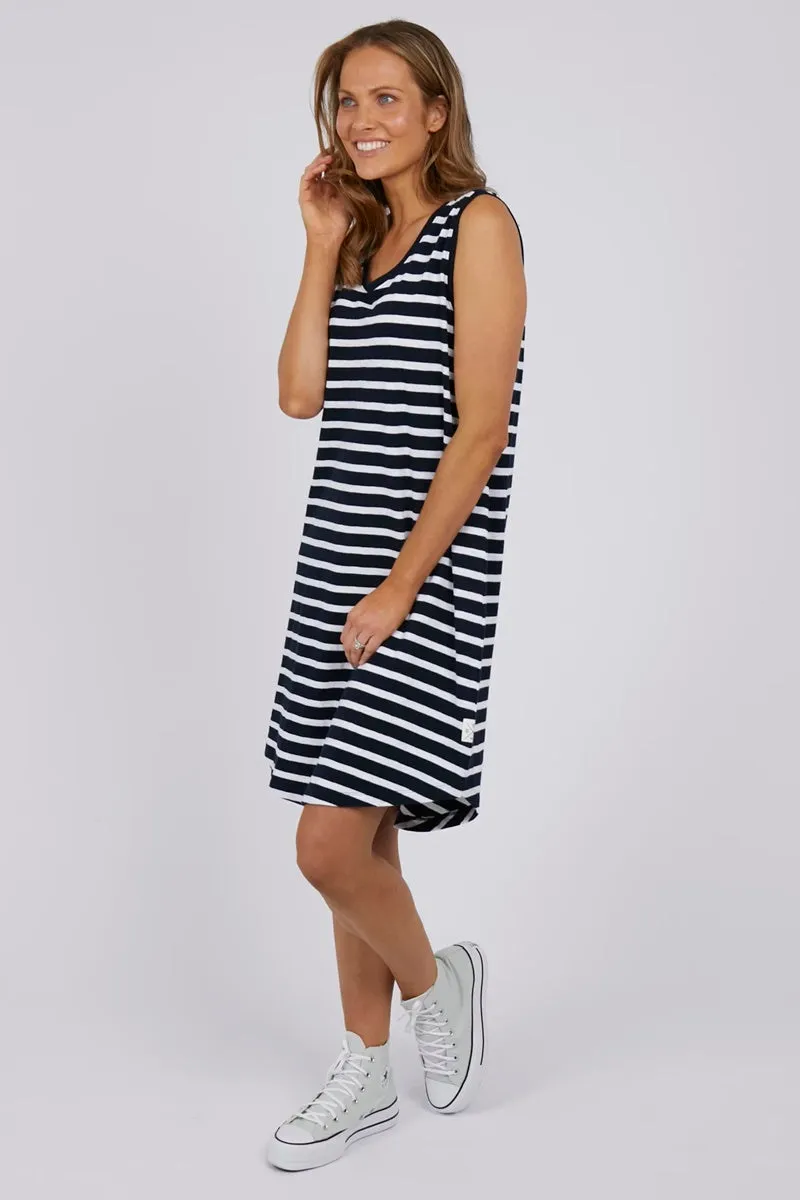 Elm - Scoop Tank Dress - Navy Stripe