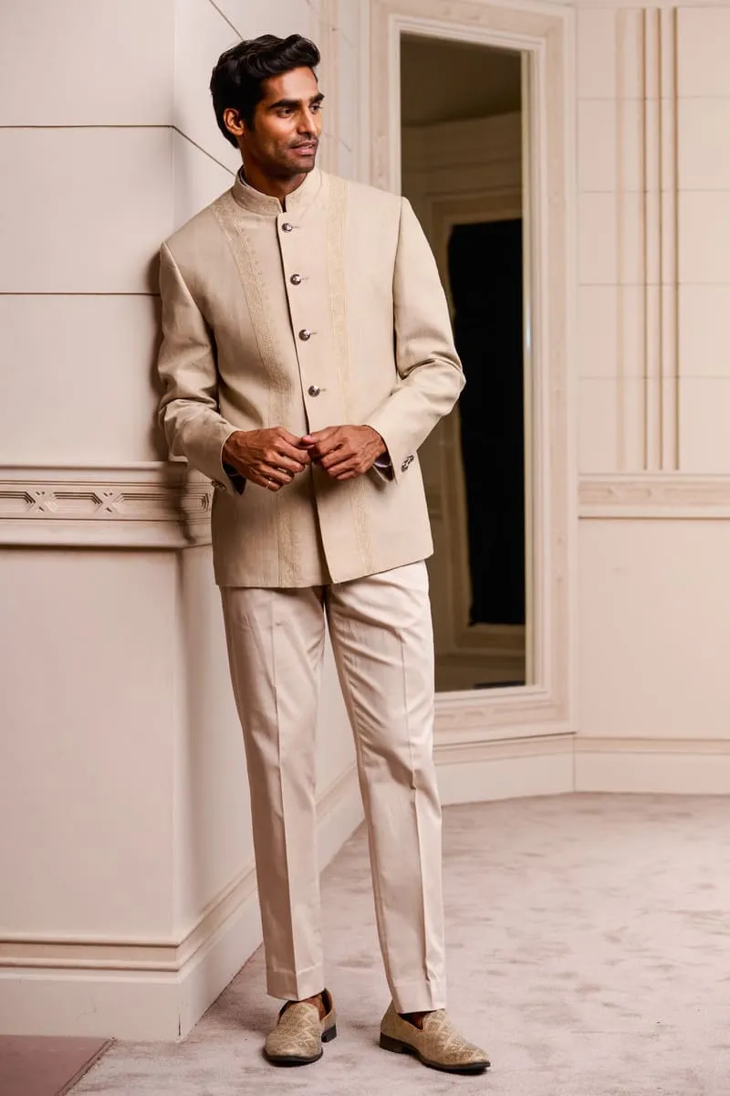 Khaki Linen Bandhgala