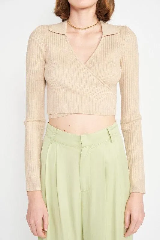 Long Sleeve Wrapped Crop Top