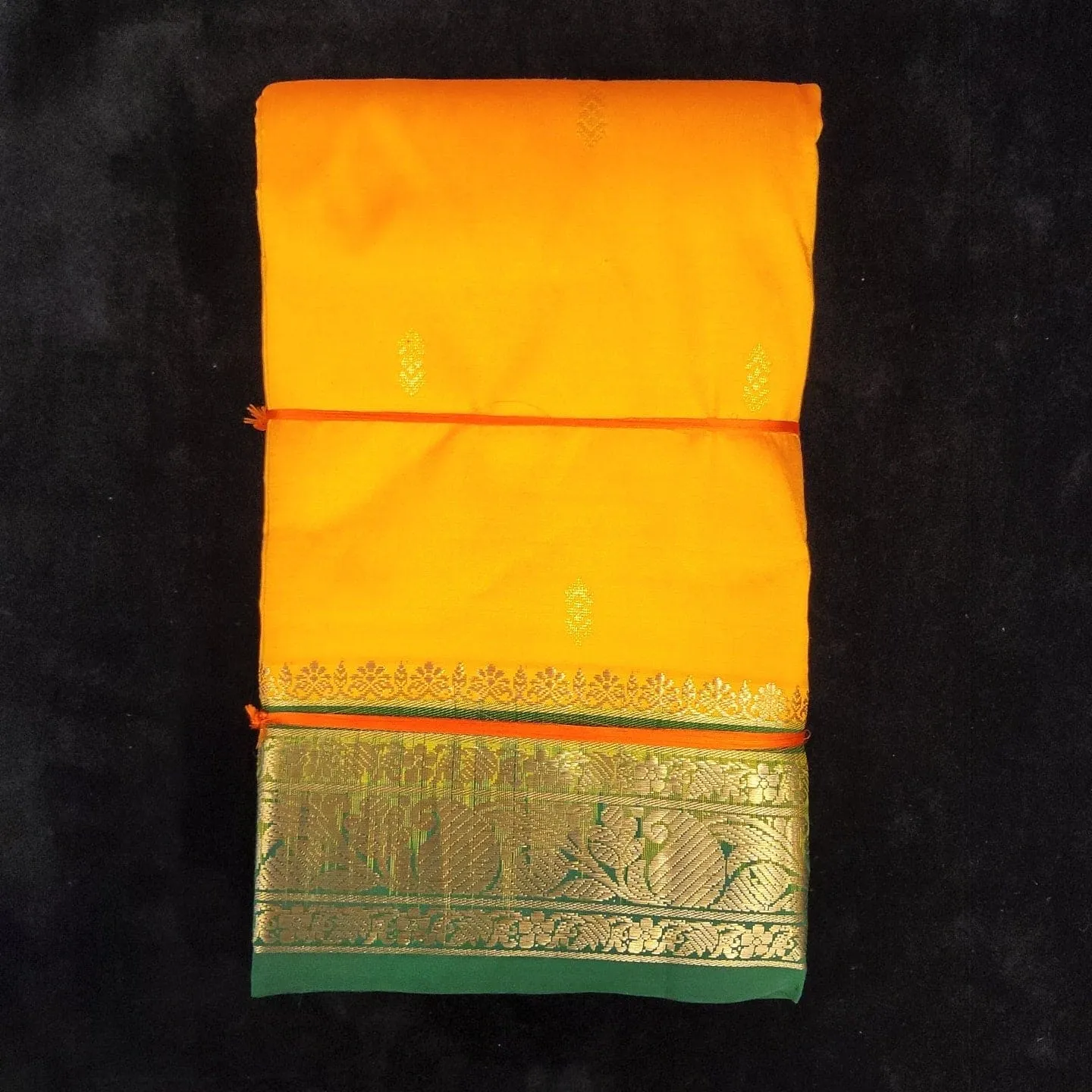 Mango Yellow with Dark Green | Dharmavaram Silk Saree No 133