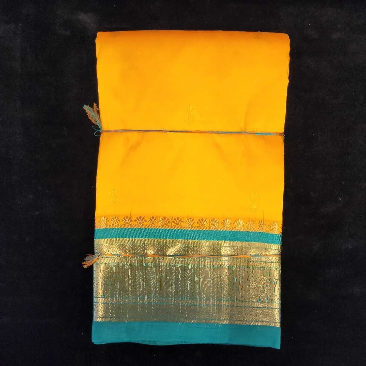 Mango Yellow with Green | Dharmavaram Silk Saree No 122
