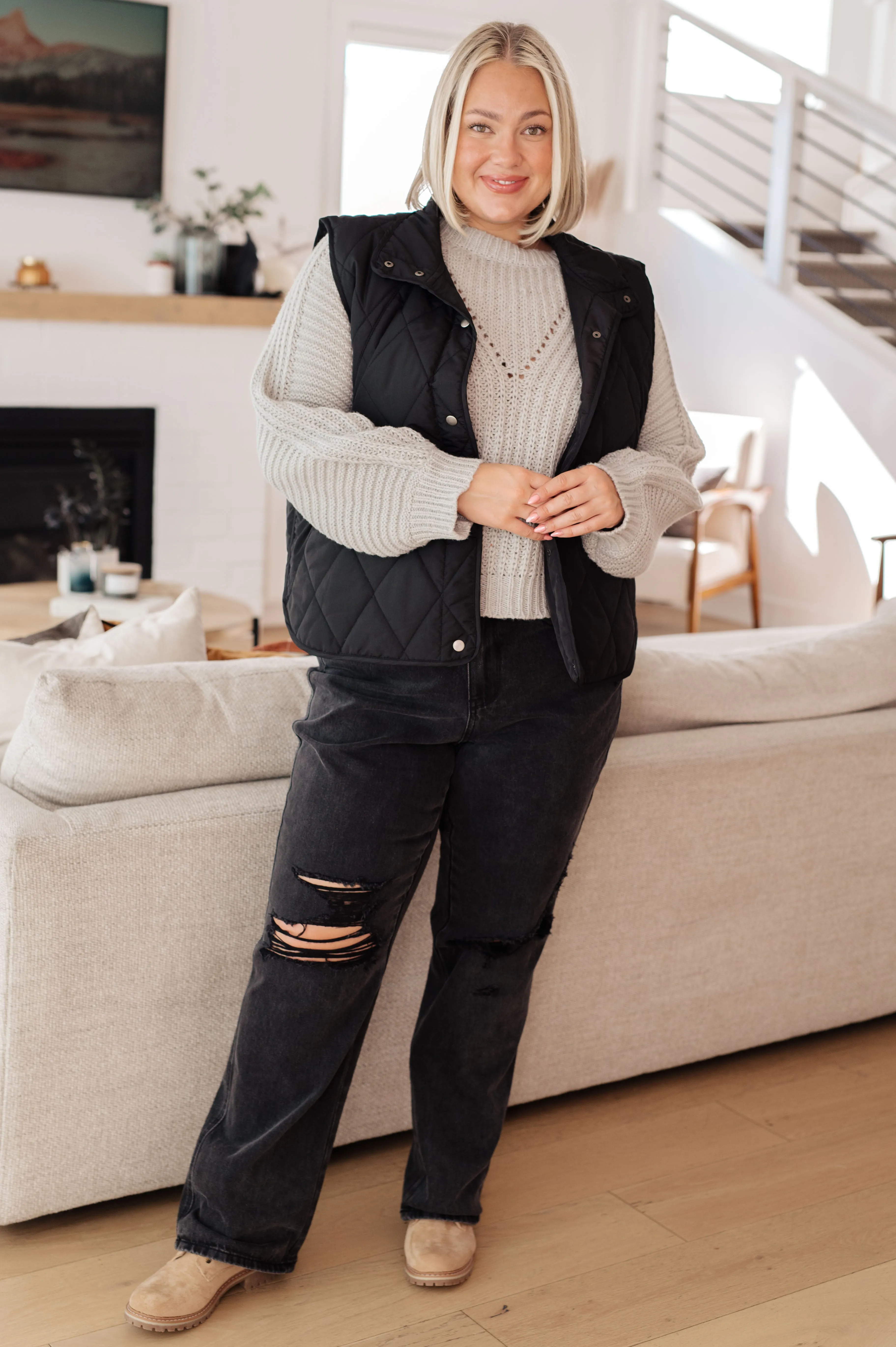 Montell Puffer Vest in Black