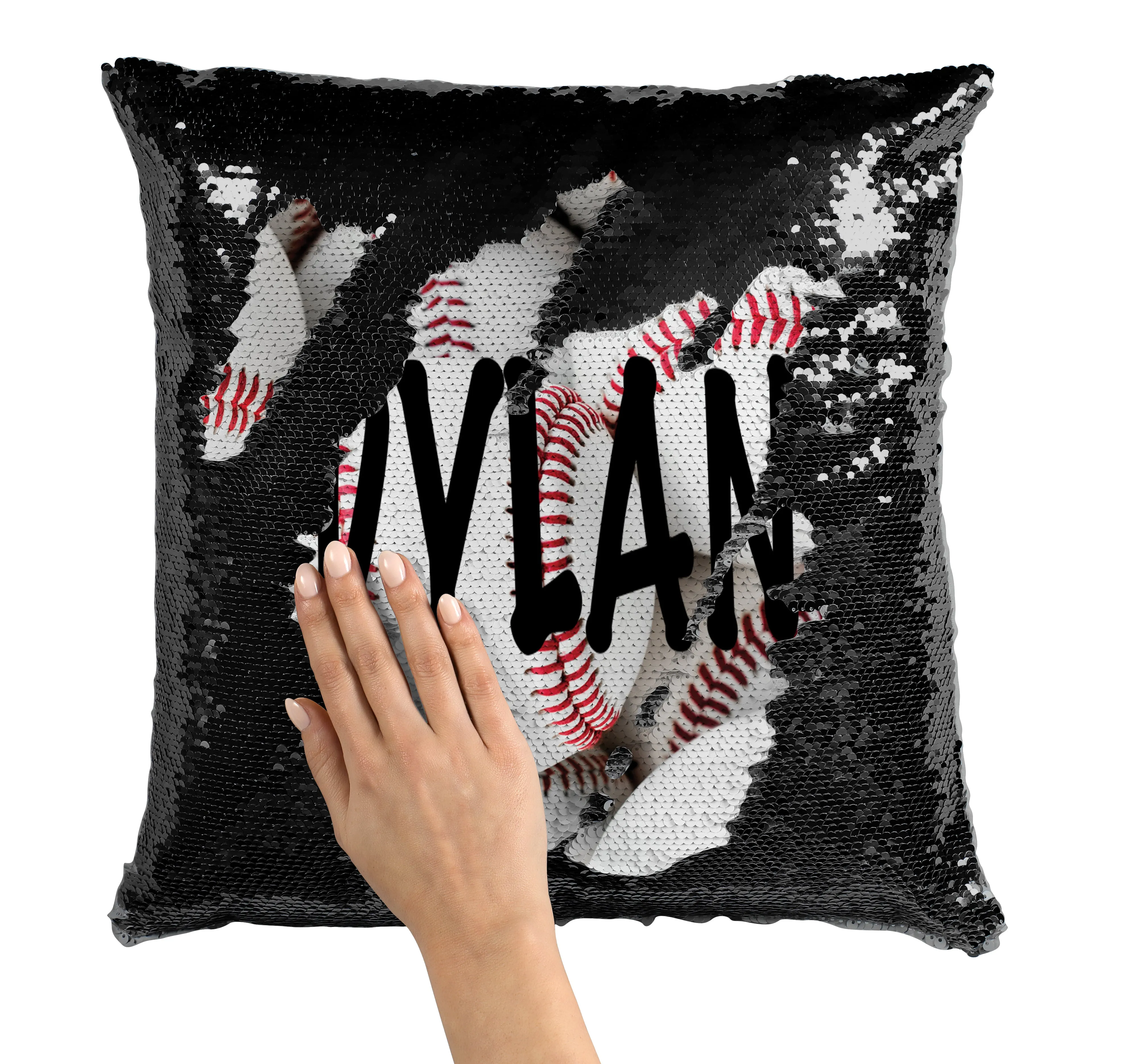PERSONALIZED Baseball Sequin Flip Mermaid Pillow
