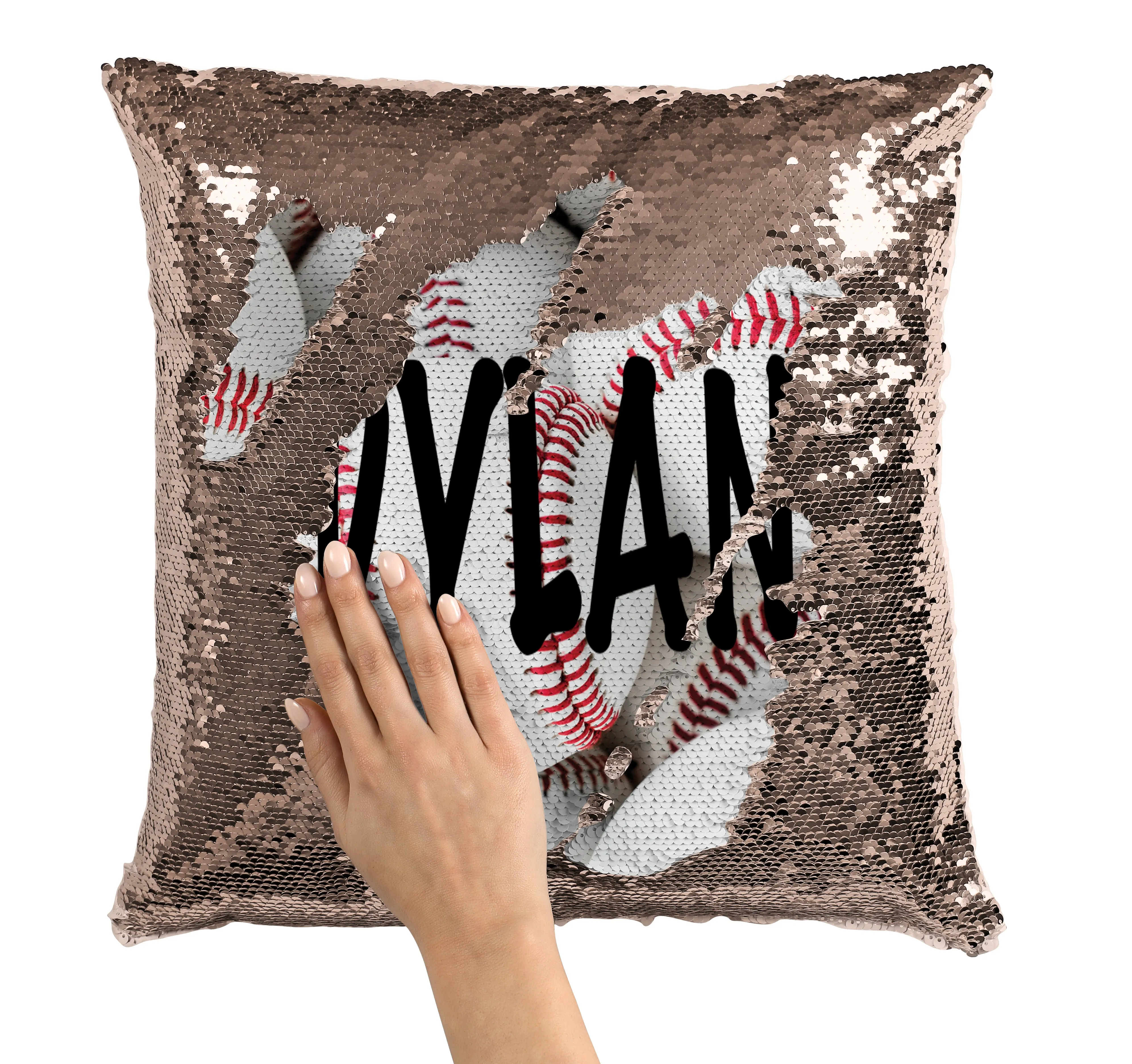 PERSONALIZED Baseball Sequin Flip Mermaid Pillow