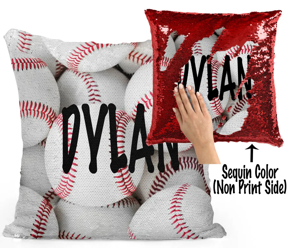 PERSONALIZED Baseball Sequin Flip Mermaid Pillow