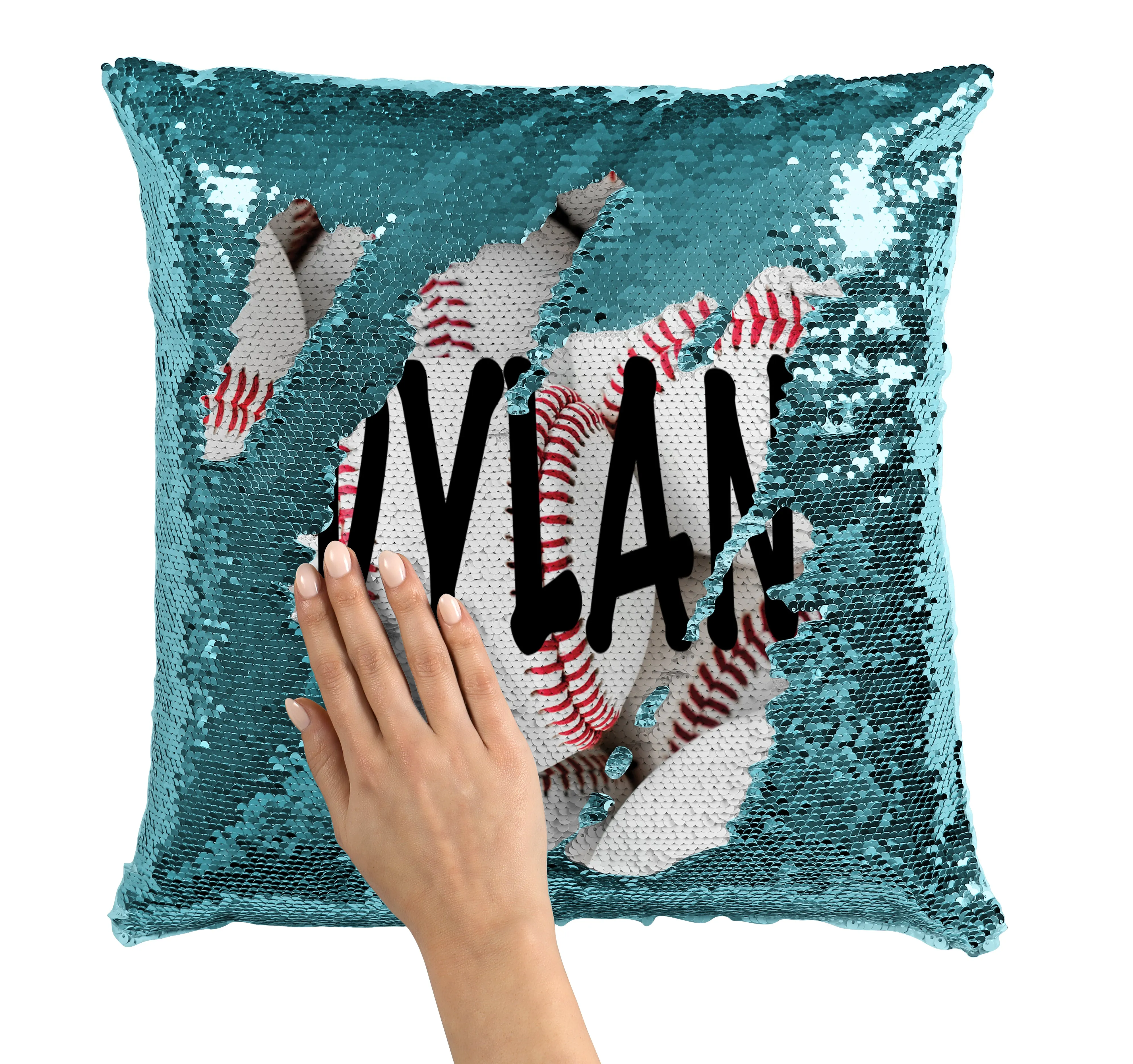PERSONALIZED Baseball Sequin Flip Mermaid Pillow