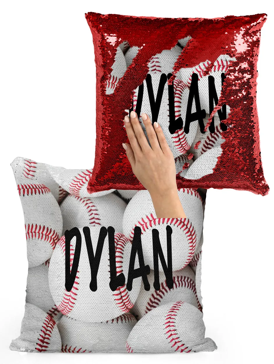 PERSONALIZED Baseball Sequin Flip Mermaid Pillow