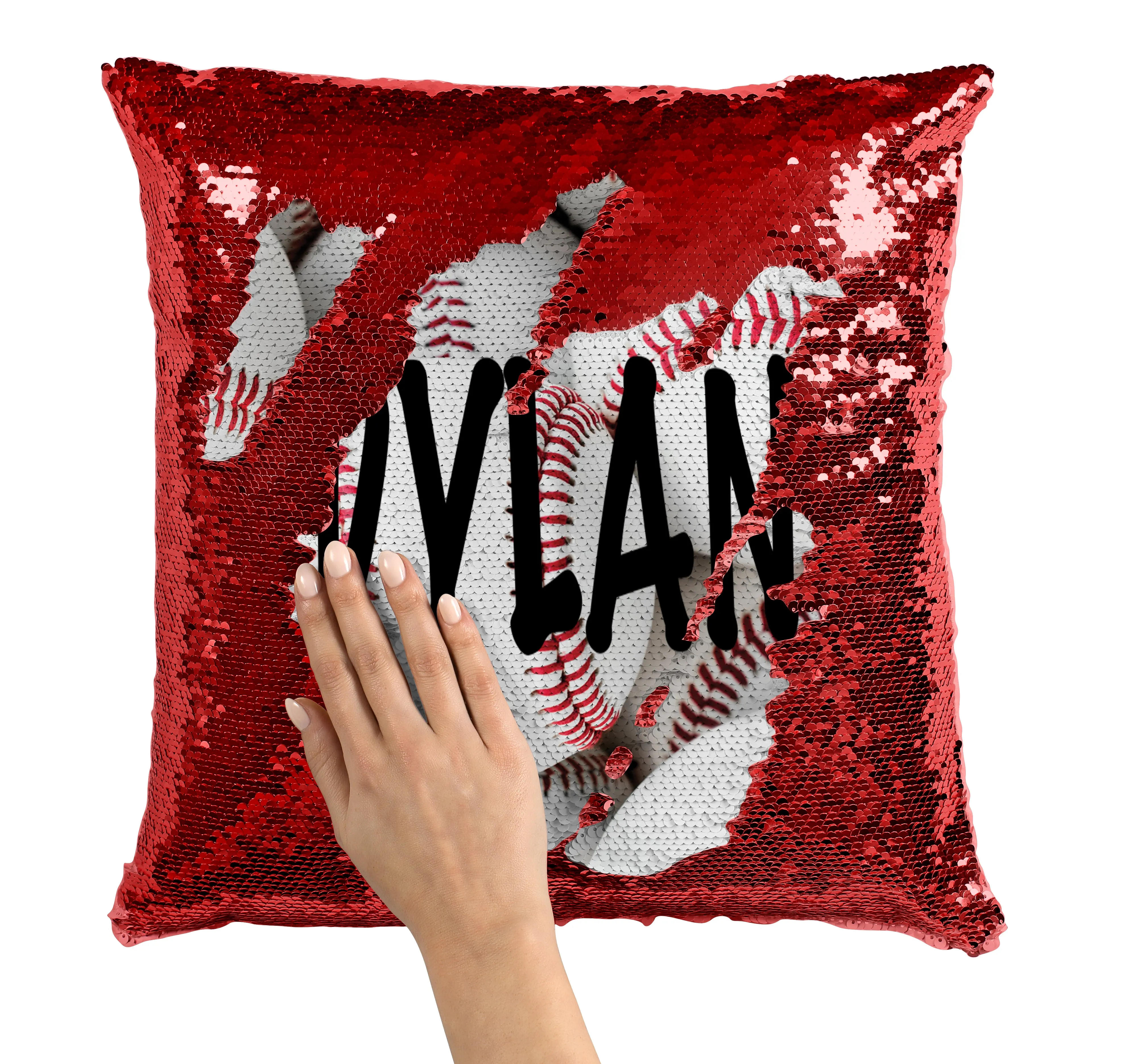 PERSONALIZED Baseball Sequin Flip Mermaid Pillow