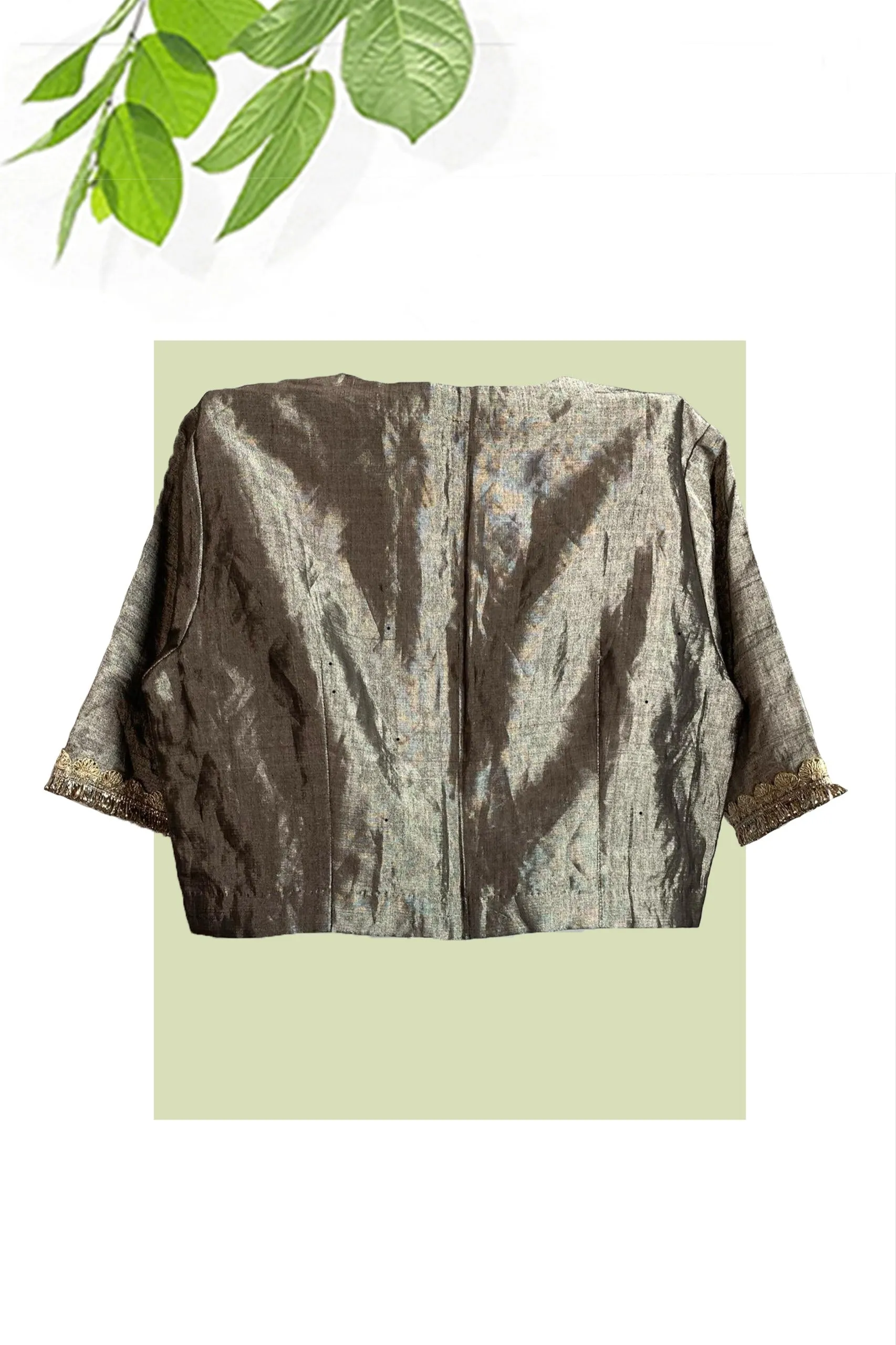 Silver Blouse with neck embroidered