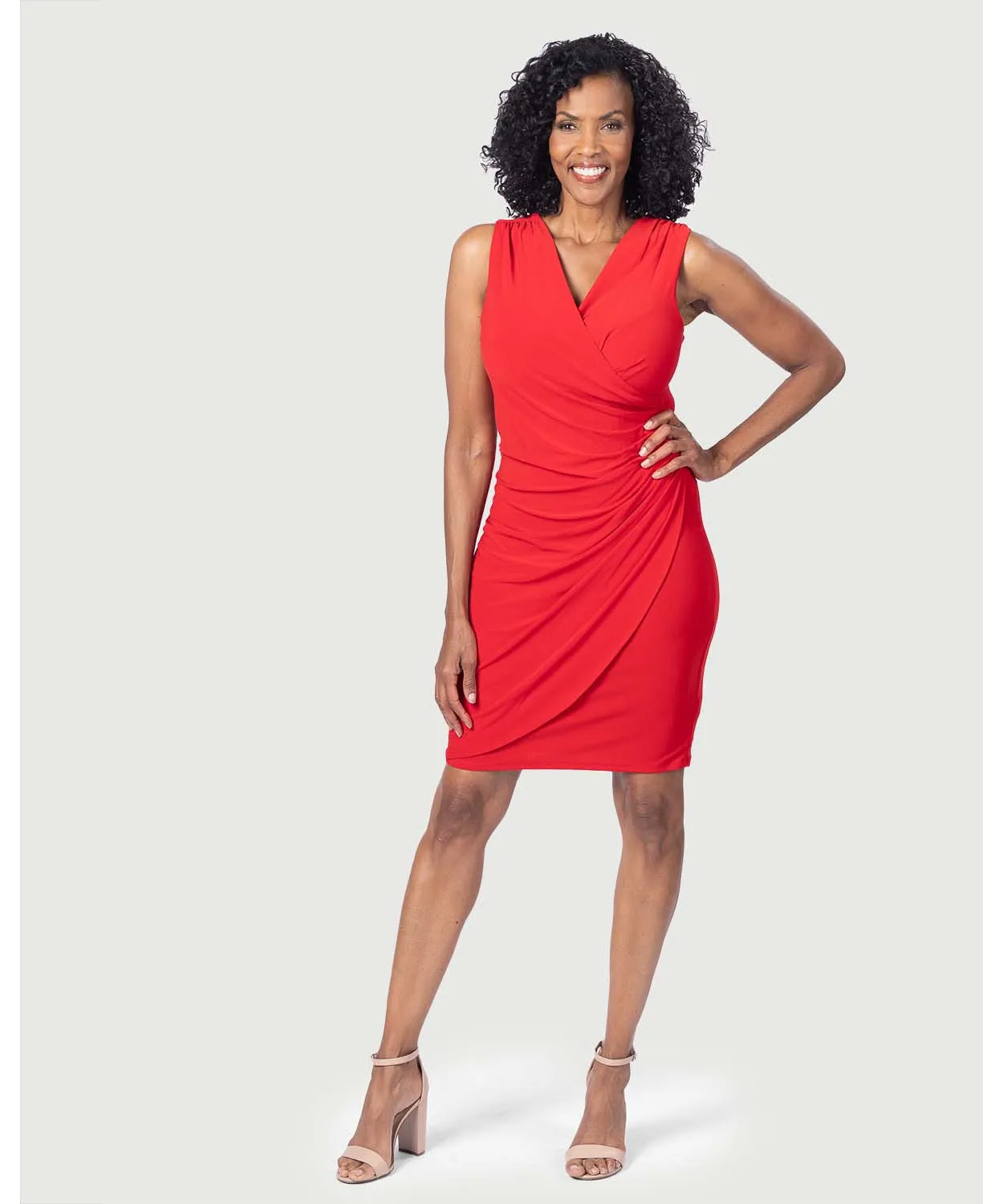 Surplice Tank Dress with Drape Detail