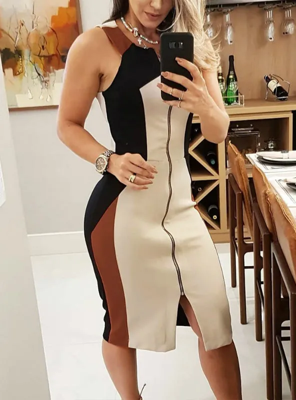 TastyHottie - Colorblock Sleeveless Casual Midi Weekend Dress