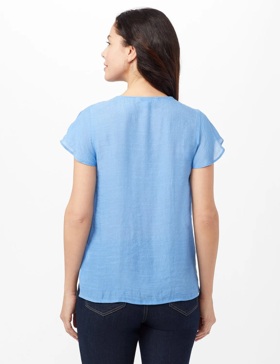 Textured Square Neck Crochet Trim Top
