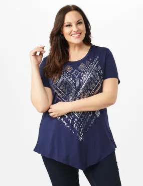 V Front  Knit Screen Tunic