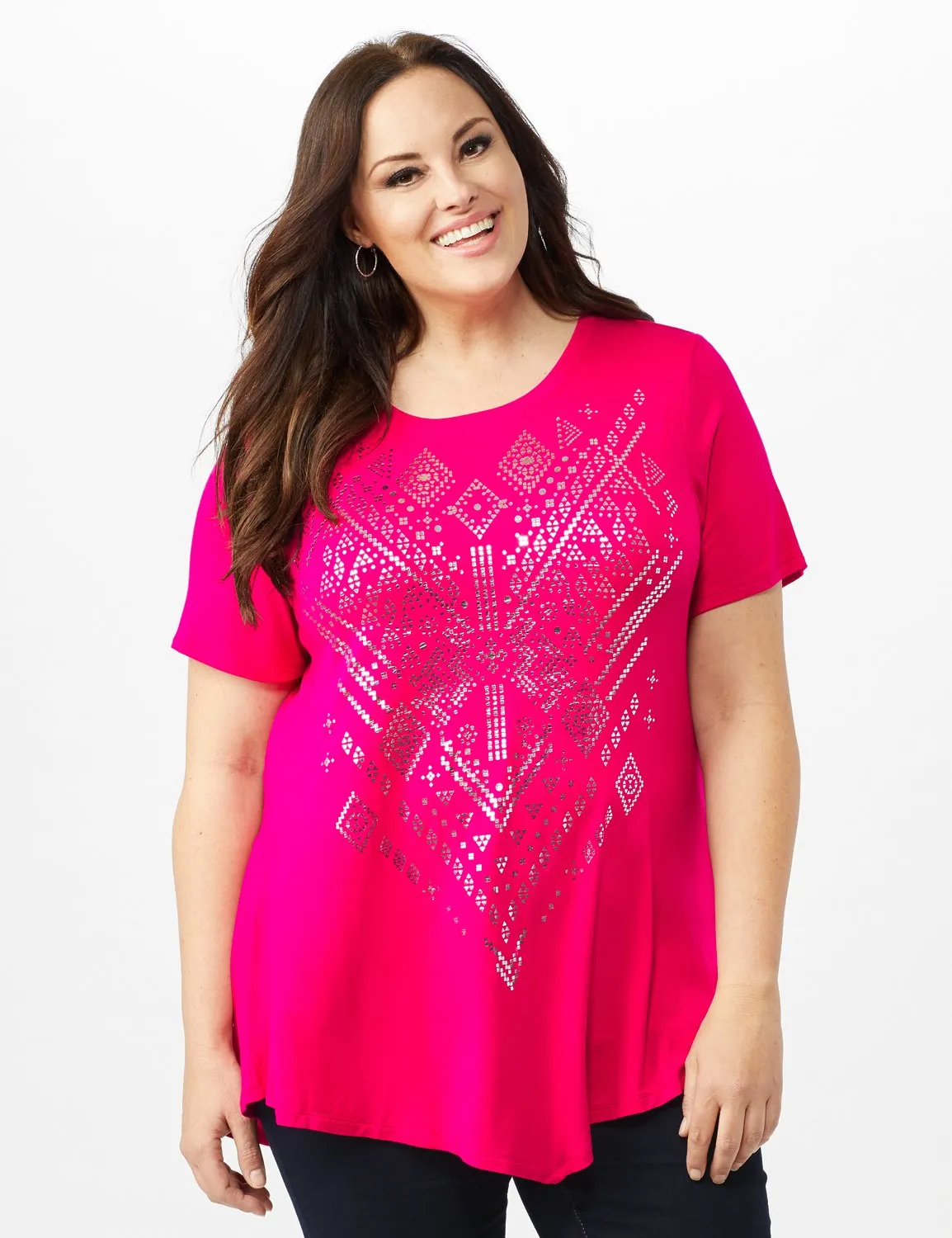 V Front  Knit Screen Tunic